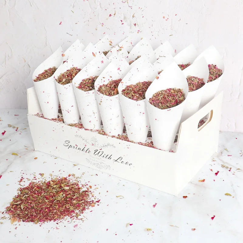 Kraft Paper Wedding Confetti Tray & Cone Set