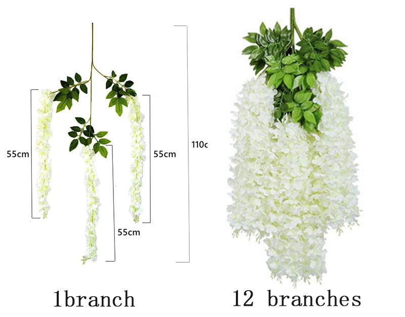 12pc Artificial Wisteria Hanging Garland – Outdoor Wedding & Garden Arch Decoration