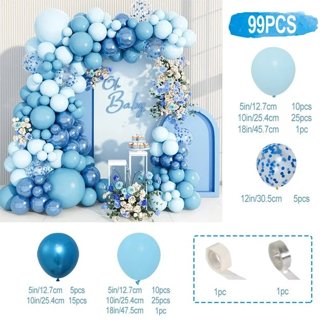 99pc Baby Blue Balloon Garland Arch Kit – Wedding, Birthday, & Baby Shower Decorations